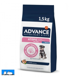 Pienso para perros pequeños con problemas atópicos de la marca Advance de sabor Trucha.