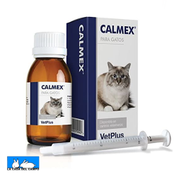 Calmante Calmex para gatos tipo jarabe, incluye una jeringa con las medidas correspondientes al peso del gato