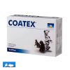 Coatex es un complemento dietético para perros y gatos formulado a base de aceites grasos esenciales que contribuye a mantener la piel y el pelaje sanos y en perfecto estado. La presentación es una caja con 60 comprimidos.