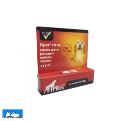 FIPREX 150 MG SOLUCION SPOT-ON PARA PERROS MEDIANOS, Caja con 1 pipeta de 2 ml